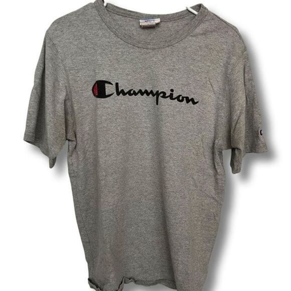 Vintage Champion Gray t shirt. Spellout. Size Medium - Picture 1 of 4